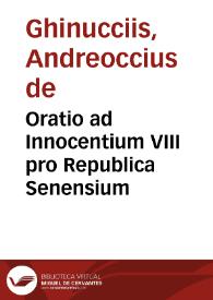Portada:Oratio ad Innocentium VIII pro Republica Senensium / [Andreoccius de Ghinucciis]