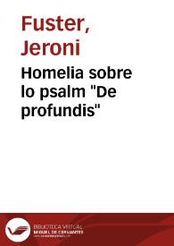 Portada:Homelia sobre lo psalm "De profundis" / [Jerònim Fuster]