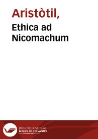 Portada:Ethica ad Nicomachum / [Aristòtil]; Johanne Argyropylo interprete