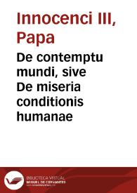 Portada:De contemptu mundi, sive De miseria conditionis humanae / [Innocentius III]