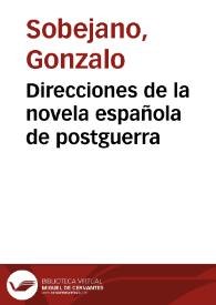 Portada:Direcciones de la novela española de postguerra / Gonzalo Sobejano