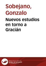 Portada:Nuevos estudios en torno a Gracián / Gonzalo Sobejano