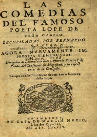 Portada:Las Comedias del famoso poeta Lope de Vega Carpio ; recopiladas por Bernardo Grassa ...