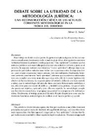 Portada:Debate sobre la utilidad de la Metodología Jurídica : una reconstrucción crítica de las actuales corrientes metodológicas en la teoría del derecho / Minor Salas