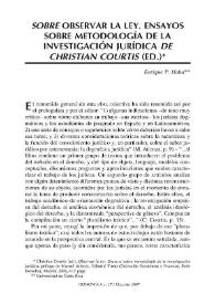 Portada:Sobre Observar la ley. Ensayos sobre metodología de la investigación jurídica de Christian Courtis (ed.) / Enrique P. Haba