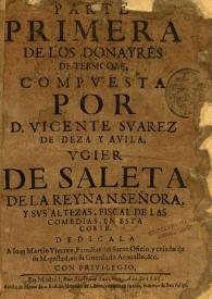 Portada:Parte primera de los Donayres de Tersicore / compuesta por D. Vicente Svarez de Deza y Avila ...
