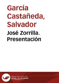 Portada:José Zorrilla. Presentación / Salvador García Castañeda