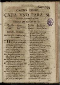Portada:Cada uno para si / Pedro Calderón de la Barca