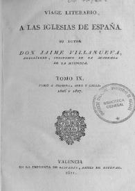 Portada:Viage literario a las iglesias de España. Tomo 9. Viage a Solsona, Ager y Urgel, 1806 y 1807 / Jaime Villanueva