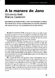 Portada:A la manera de Jano / Gioconda Belli ; Blanca Castellón