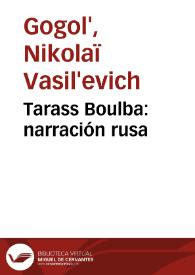 Portada:Tarass Boulba: narración rusa / Nicolás Gogol