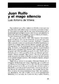 Portada:Juan Rulfo y el mago silencio / Luis Antonio de Villena