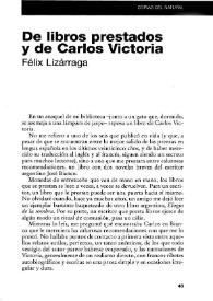 Portada:De libros prestados y de Carlos Victoria / Félix Lizárraga