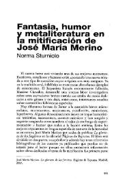 Portada:Fantasía, humor y metaliteratura en la mitificación de José María Merino / Norma Sturniolo