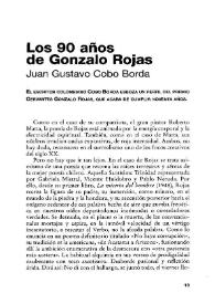 Portada:Los noventa años de Gonzalo Rojas / Juan Gustavo Cobo Borda