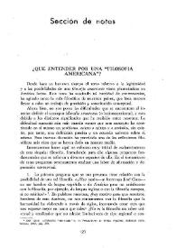 Portada:¿Qué entender por una \"filosofía americana\"? / Carlos A. Ossandón Buljevic