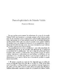 Portada:Para el epistolario de Palacio Valdés / Francisco Trinidad