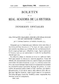 Portada:Una fundación granadina. Historia del Real Colegio de San Bartolomé y Santiago por F. Martínez Lumbreras / M.Gómez-Moreno