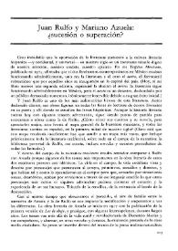 Portada:Juan Rulfo y Mariano Azuela: ¿sucesión o superación? / Manuel Durán