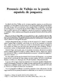 Portada:Presencia de Vallejo en la poesía española de posguerra / Francisco Gutiérrez Carbajo