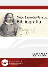 Portada:Diego Saavedra Fajardo. Bibliografía / Francisco Javier Díez de Revenga