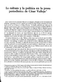 Portada:La cultura y la política en la prosa periodística de Vallejo / Stephen Hart