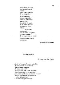 Cuadernos Hispanoamericanos. Homenaje a César Vallejo, vol. 2, núm. 456-457 (junio-julio 1988). Poesía vertical / Roberto Juarroz