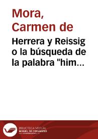 Portada:Herrera y Reissig o la búsqueda de la palabra \"himética\" / Carmen de Mora