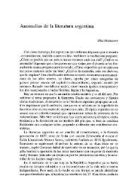 Portada:Anomalías de la literatura argentina / Blas Matamoro