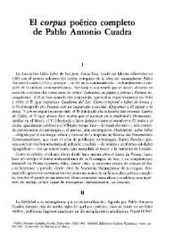 Portada:El "corpus" poético completo de Pablo Antonio de Cuadra / Jorge Eduardo Arellano