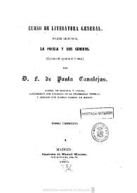 Portada:Curso de Literatura general. Parte segunda. La poesía y sus géneros / por F. de Paula Canalejas