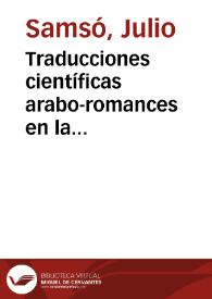 Portada:Traducciones científicas arabo-romances en la Península Ibérica / Julio Samsó