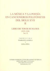 Portada:Libro de tonos humanos (1655-1656). Vol.2 / Introducción y edición crítica de Mariano Lambea y Lola Josa