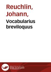 Portada:Vocabularius breviloquus / Johannes Reuchlin.