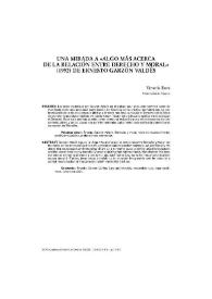 Portada:Una mirada a "Algo más acerca de la relación entre Derecho y moral" (1992) de Ernesto Garzón Valdés / Victoria Roca