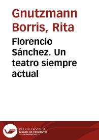 Portada:Florencio Sánchez. Un teatro siempre actual / Rita Gnutzmann