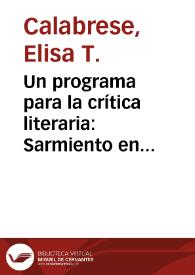 Portada:Un programa para la crítica literaria: Sarmiento en Martínez Estrada