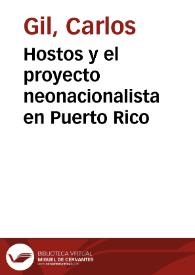 Portada:Hostos y el proyecto neonacionalista en Puerto Rico