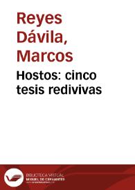 Portada:Hostos: cinco tesis redivivas