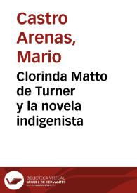 Portada:Clorinda Matto de Turner y la novela indigenista / Mario Castro Arenas