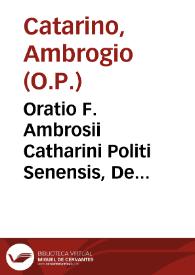 Portada:Oratio F. Ambrosii Catharini Politi Senensis, De officio &amp; dignitate sacerdotum, christianiq[ue] gregis pastorum, in synodo Lugduñ. habita