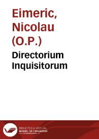 Portada:Directorium Inquisitorum / F. Nicolai Eymerici...; cum commentariis Francisci Pegñae...