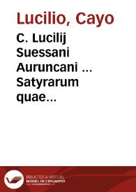 Portada:C. Lucilij Suessani Auruncani ... Satyrarum quae supersunt reliquiae / Franciscus Iani F. Dousa collegit, disposuit, &amp; notas addidit