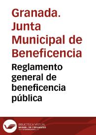 Portada:Reglamento general de beneficencia pública
