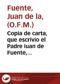 Portada:Copia de carta, que escrivio el Padre Iuan de Fuente, Rector del Collegio de la Compañia de Iesus de Granada, a los Superiores de la Prouincia de Andaluzia, sobre la muerte, y virtudes del Padre Nicolas Martinez...