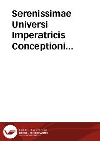 Portada:Serenissimae Universi Imperatricis Conceptioni Purissimae rithmus.