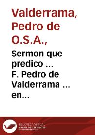 Portada:Sermon que predico ... F. Pedro de Valderrama ... en las honras de don Diego Lopez de Haro...