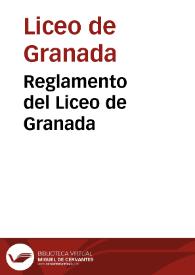 Portada:Reglamento del Liceo de Granada