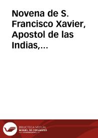 Portada:Novena de S. Francisco Xavier, Apostol de las Indias, revelada por el mismo santo...