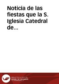 Portada:Noticia de las fiestas que la S. Iglesia Catedral de Malaga celebrò en treinta, y treinta y uno de Mayo de mil y seiscientos y setenta y uno ... al santo rey D. Fernando Tercero de Castilla.